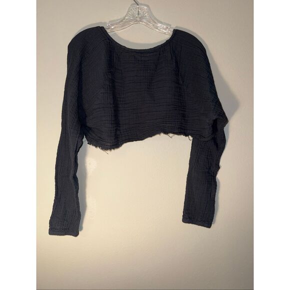 Urban outfitters out from under black distressed crop top small #718 - Picture 6 of 6